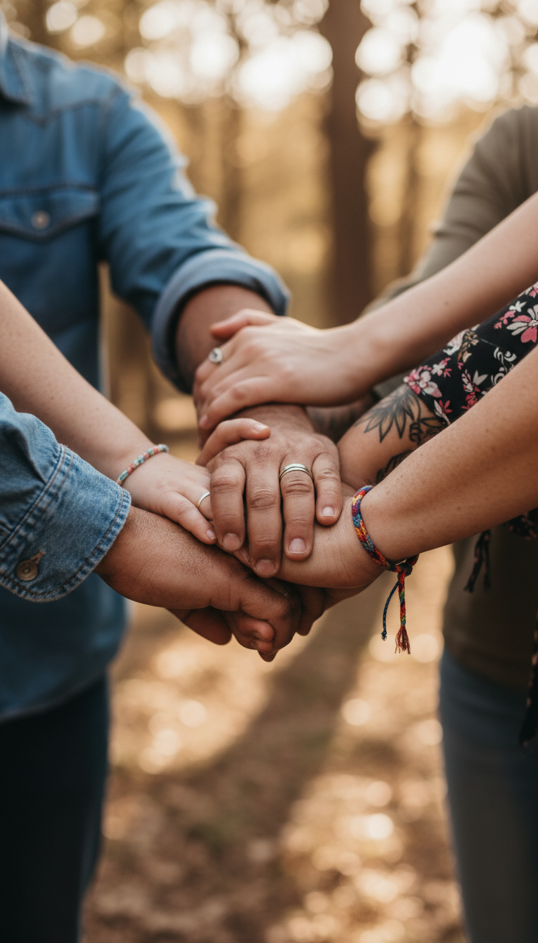 diverse hands being held